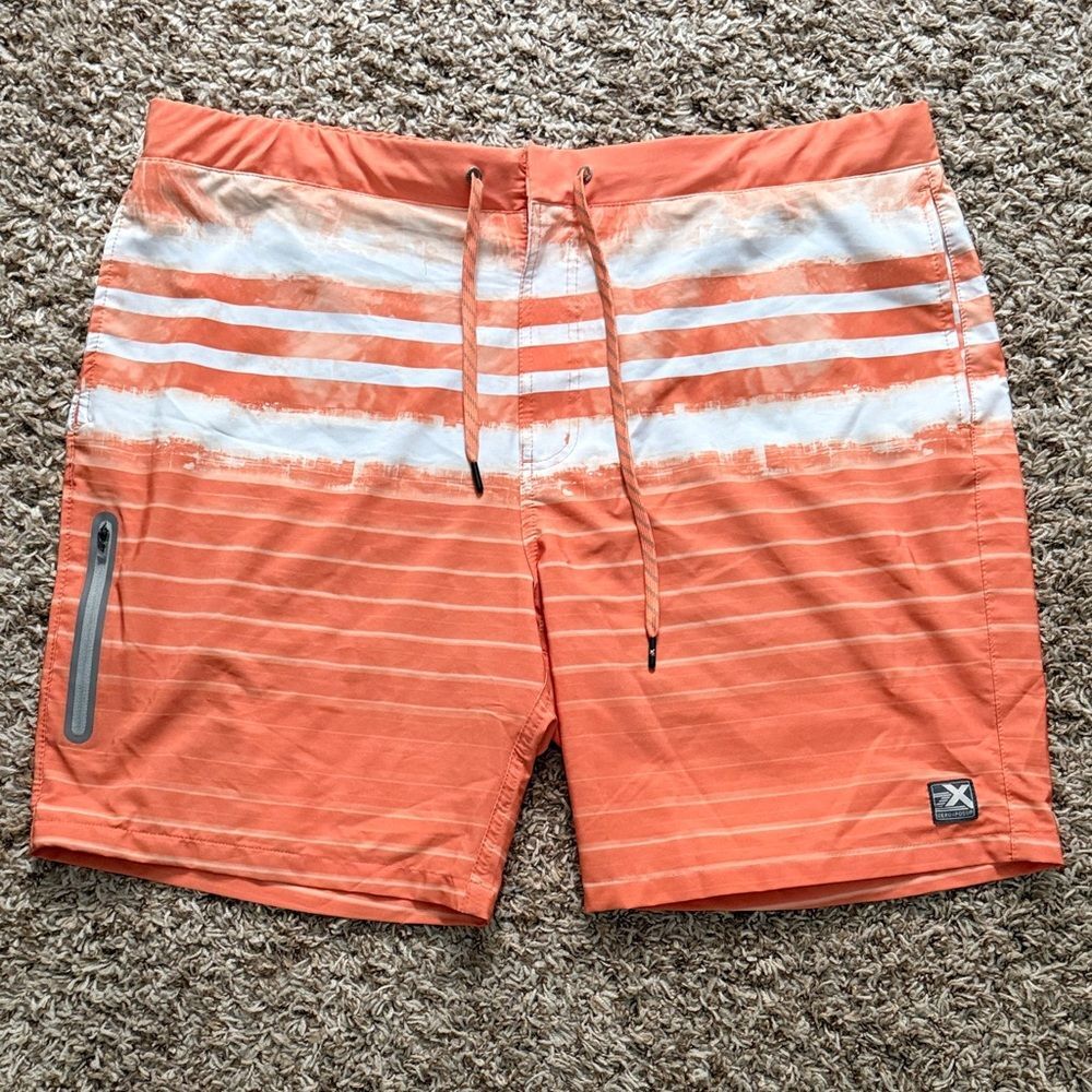 ZeroXposur Mens XXL Board Shorts Swim Trunks Orange Striped NWOT